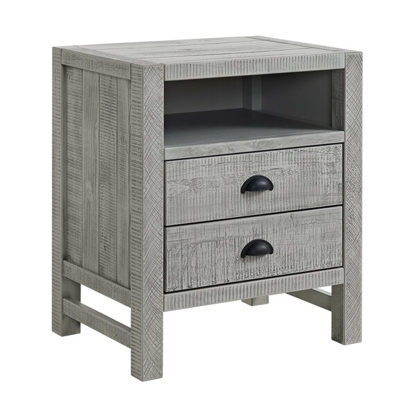 Alaterre Furniture Arden 2-Drawer Wood Nightstand, Driftwood Gray ANAN0132 - main